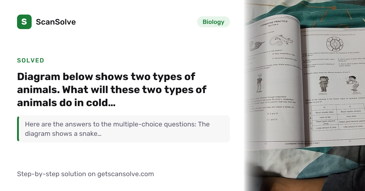 Solved: Diagram below shows two types of ani… | Biology | ScanSolve