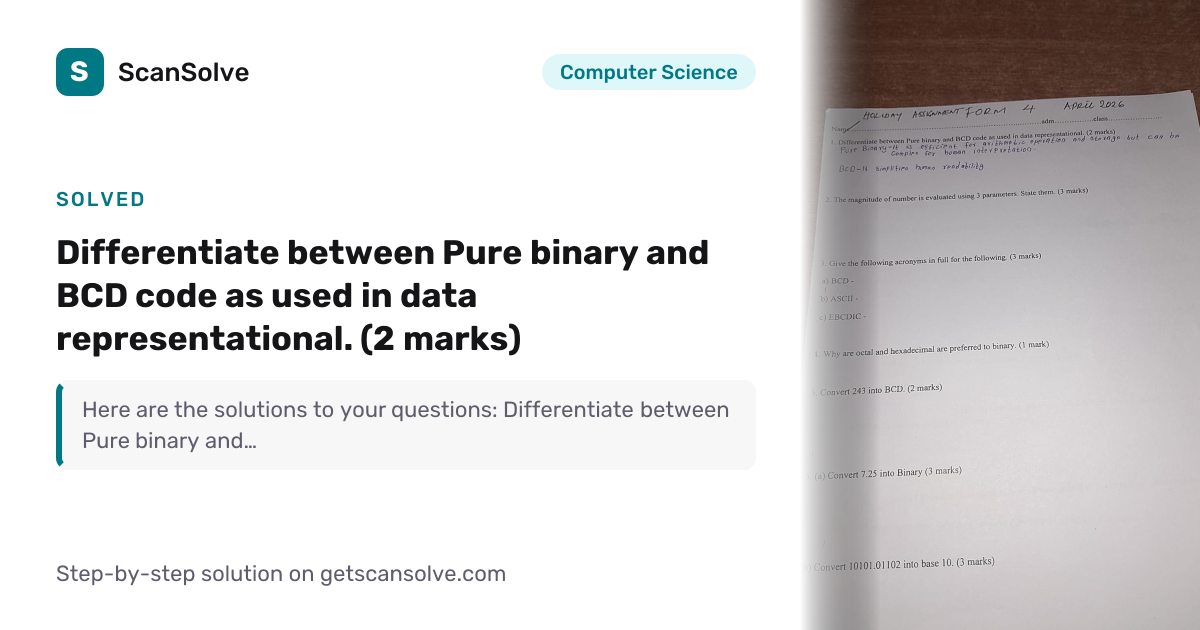 Solved: Differentiate between Pure… | Computer Science | ScanSolve