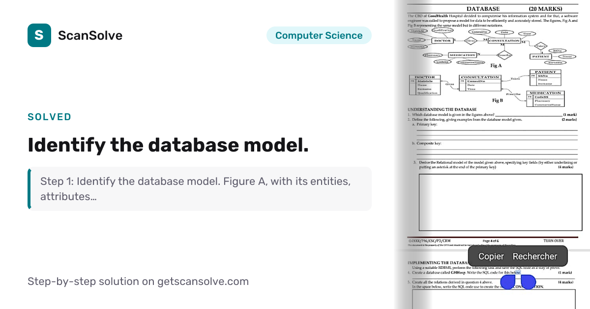Solved: Identify the database model… | Computer Science | ScanSolve