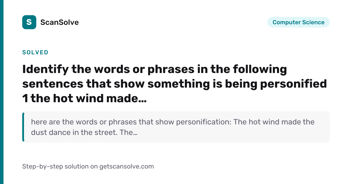 Solved: Identify the words or phras… | Computer Science | ScanSolve