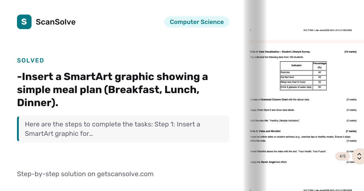 Solved: -Insert a SmartArt graphic… | Computer Science | ScanSolve