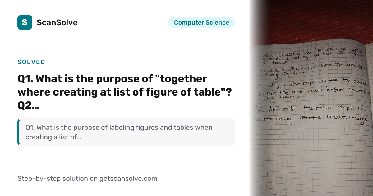 Solved: Q1. What is the purpose of… | Computer Science | ScanSolve