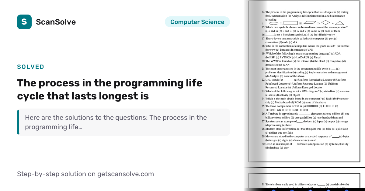 Solved: The process in the programm… | Computer Science | ScanSolve