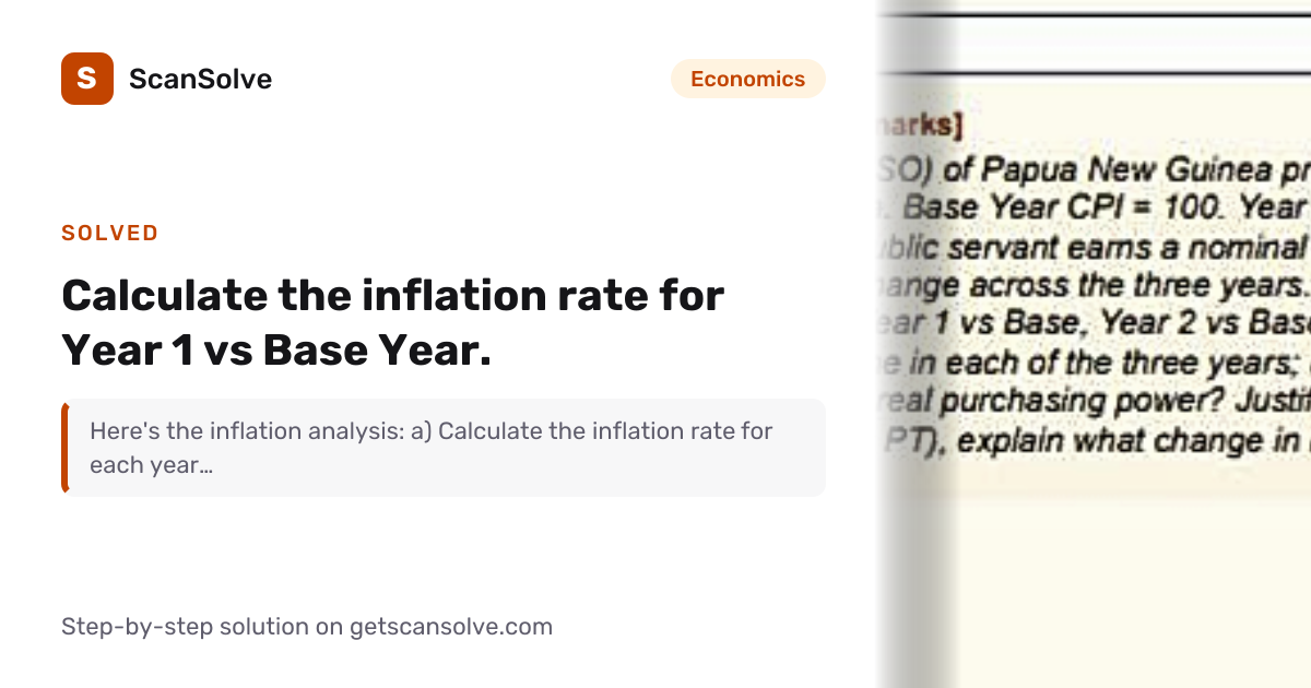 Solved: Calculate the inflation rate for Y… | Economics | ScanSolve