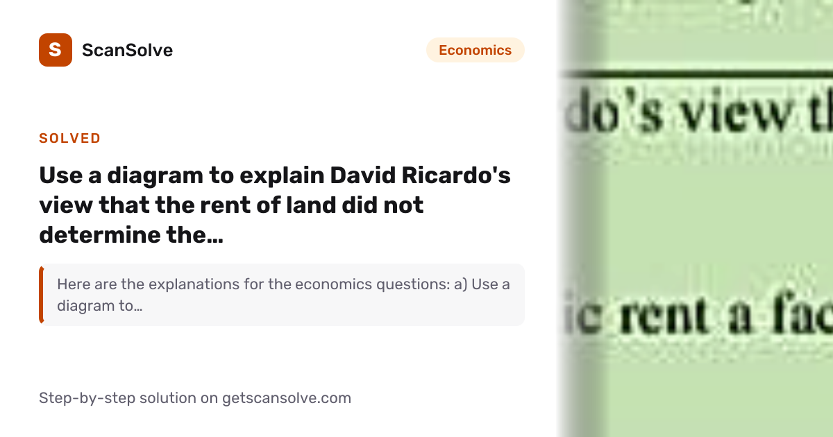 Solved: Use a diagram to explain David Ric… | Economics | ScanSolve