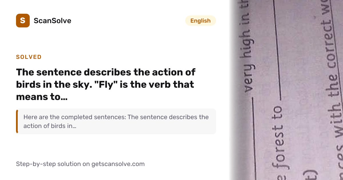 Solved: The sentence describes the action of… | English | ScanSolve