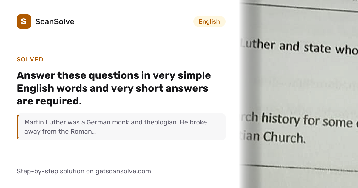 Solved: Answer these questions in very simpl… | English | ScanSolve