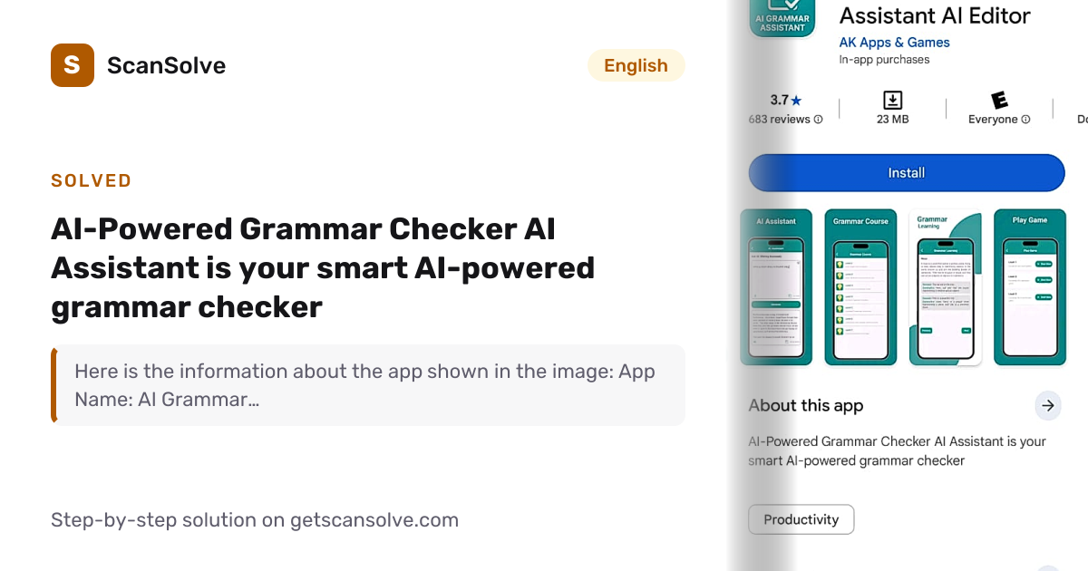 Solved: AI-Powered Grammar Checker AI Assist… | English | ScanSolve