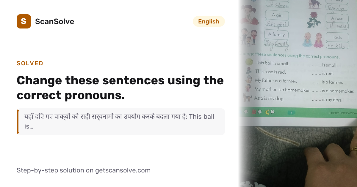 Solved: Change these sentences using the cor… | English | ScanSolve