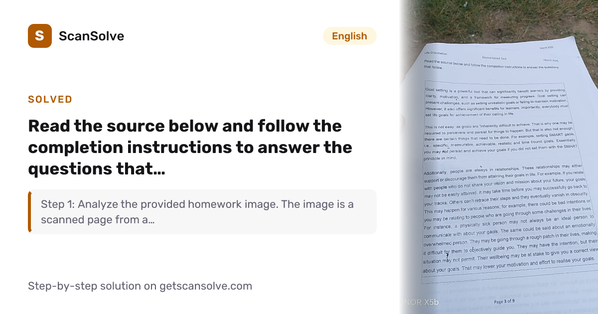Solved: Read the source below and follow the… | English | ScanSolve