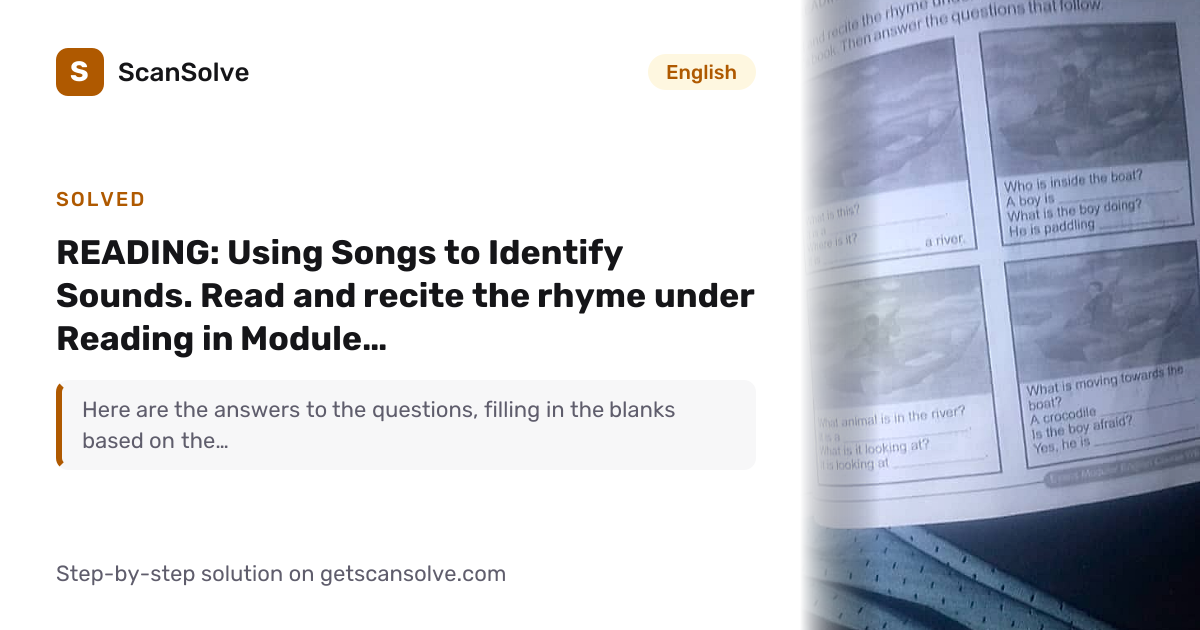 Solved: READING: Using Songs to Identify Sounds. Read and… | ScanSolve
