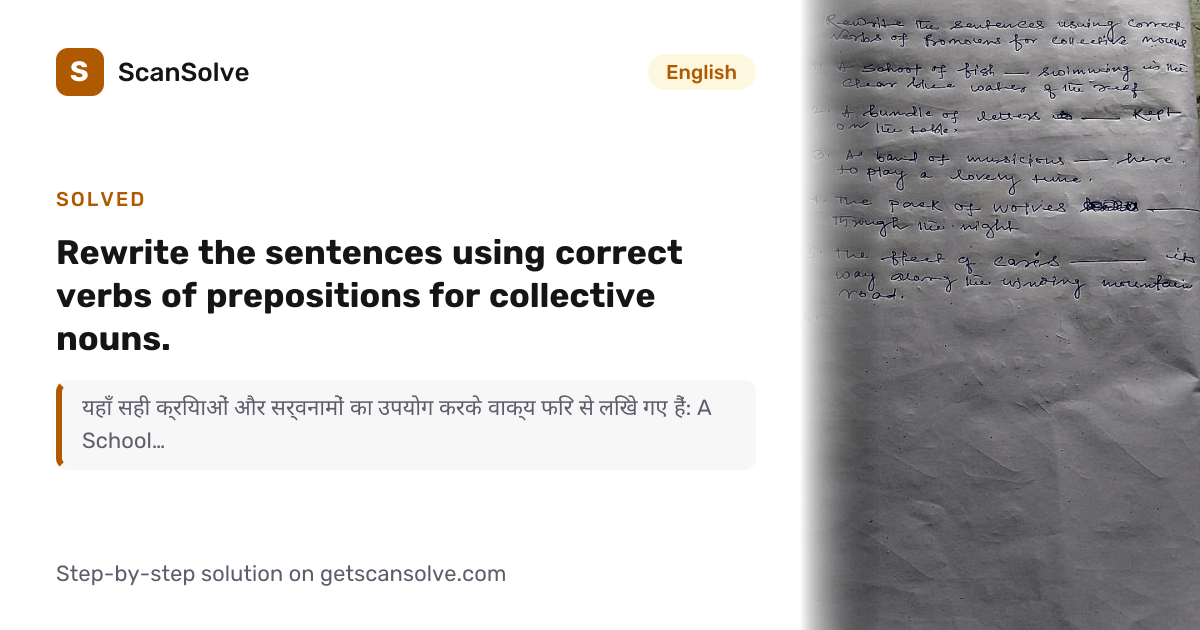 Solved: Rewrite the sentences using correct… | English | ScanSolve