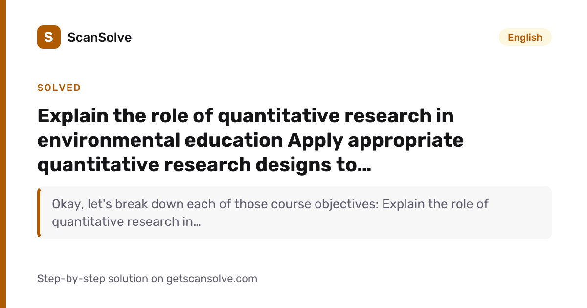 Solved: Explain the role of quantitative res… | English | ScanSolve