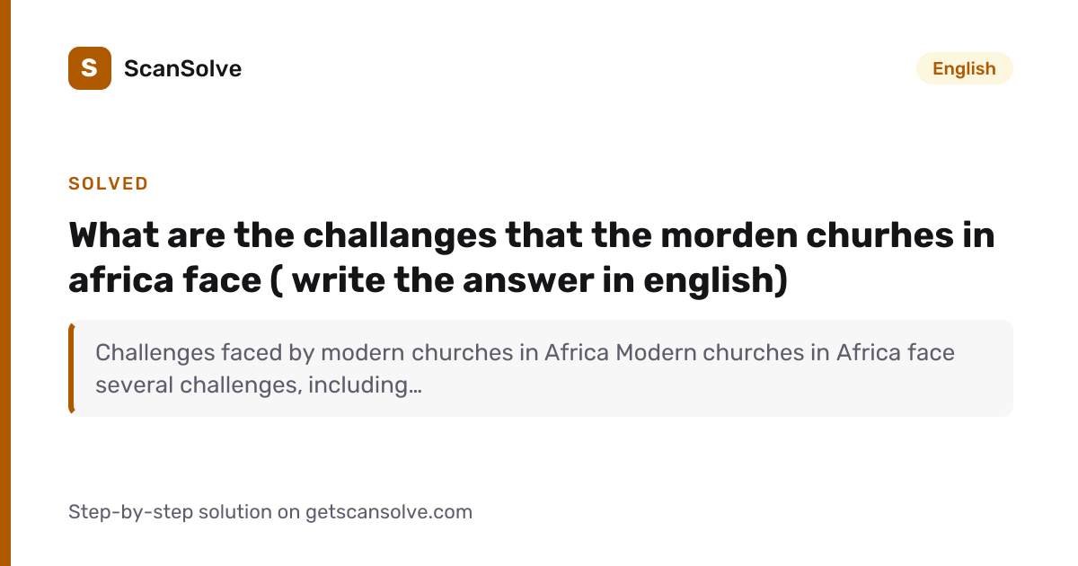 Solved: What are the challanges that the mor… | English | ScanSolve