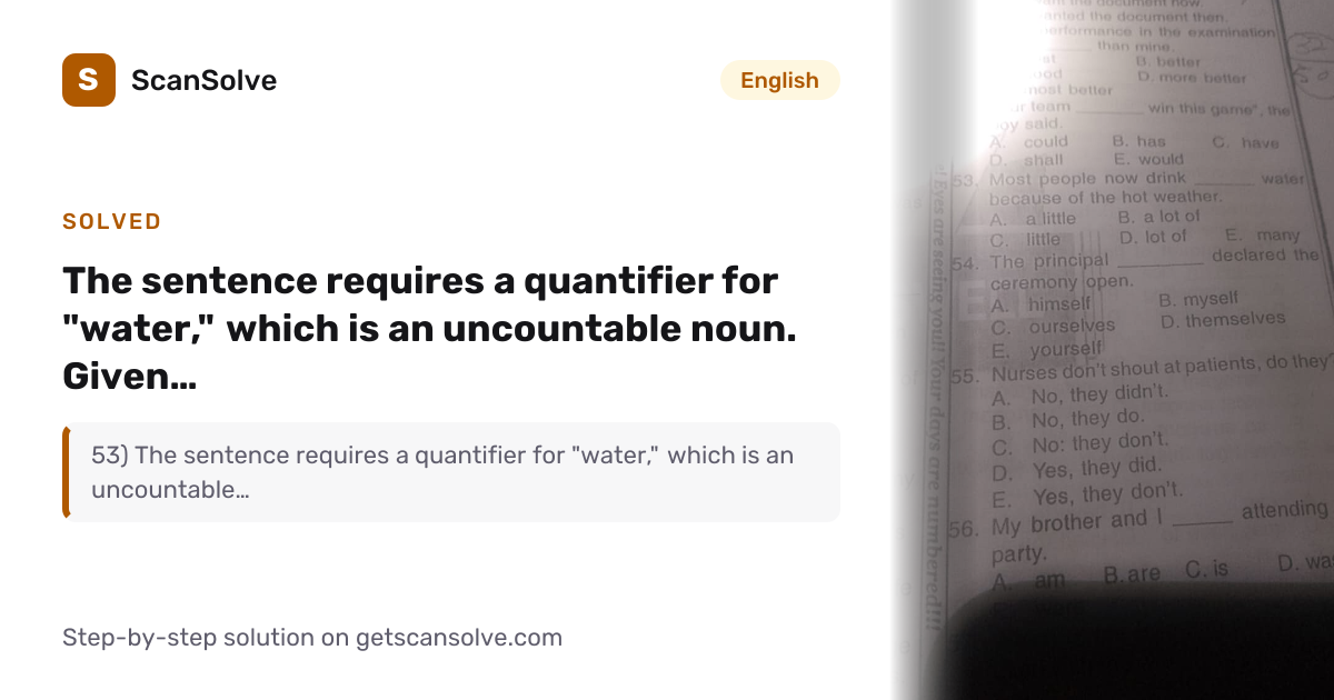 Solved: The sentence requires a quantifier f… | English | ScanSolve