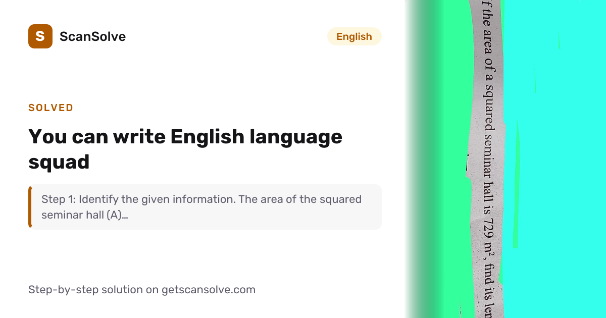 Solved: You can write English language squad | English | ScanSolve