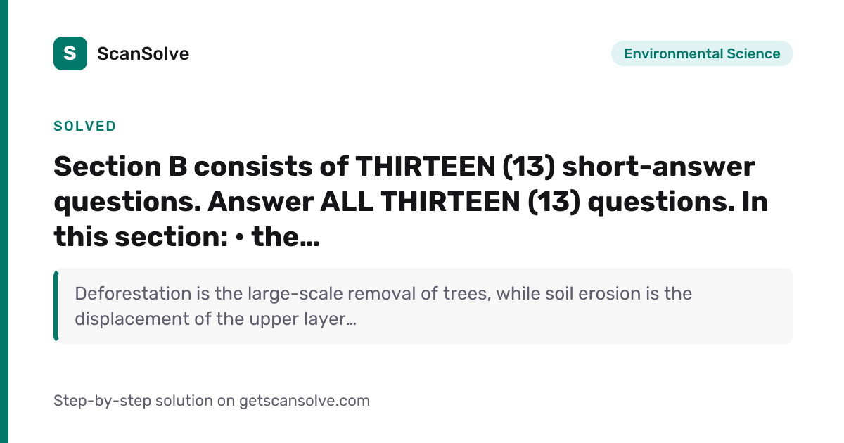 Solved: Section B consists of… | Environmental Science | ScanSolve