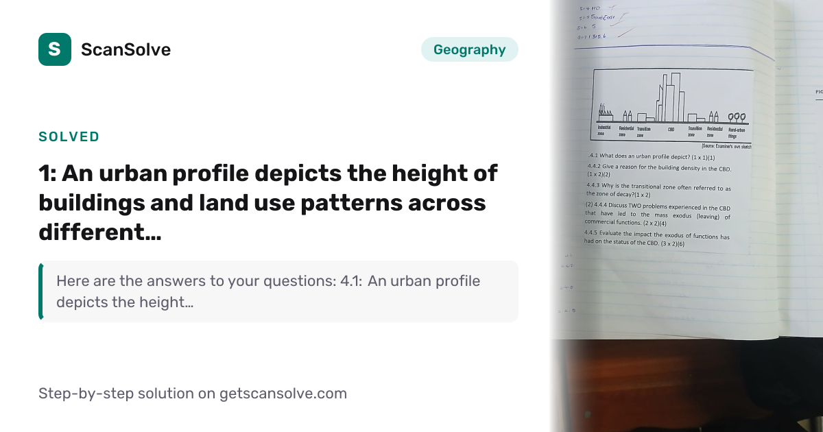 Solved: 1: An urban profile depicts the he… | Geography | ScanSolve
