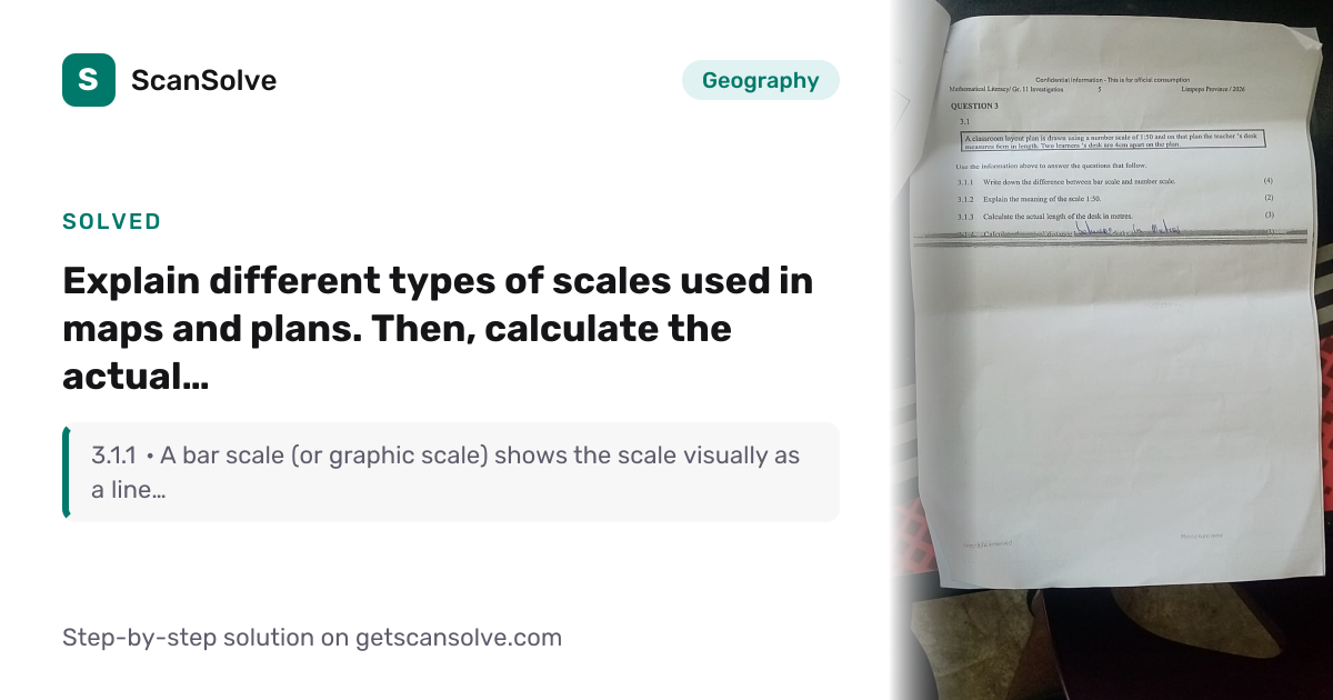 Solved: Explain different types of scales… | Geography | ScanSolve