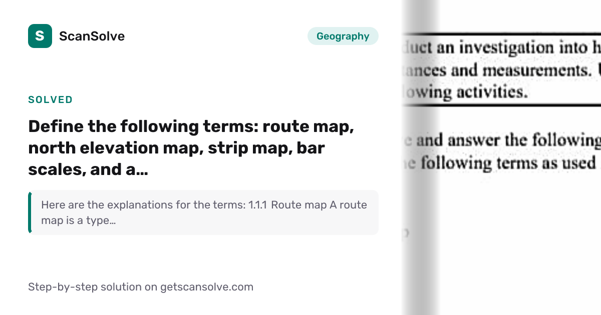 Solved: Define the following terms: route… | Geography | ScanSolve