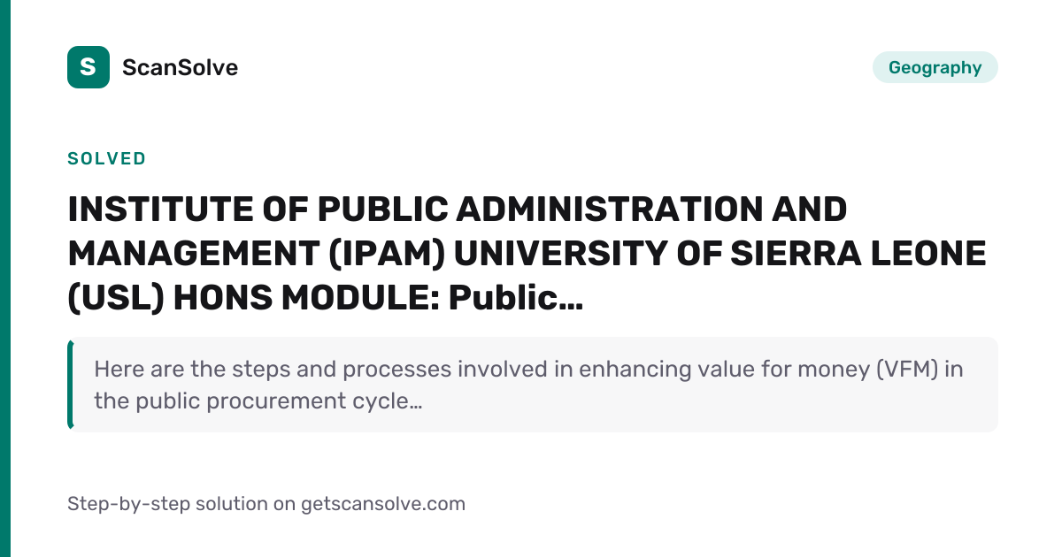 Solved: INSTITUTE OF PUBLIC ADMINISTRATION… | Geography | ScanSolve