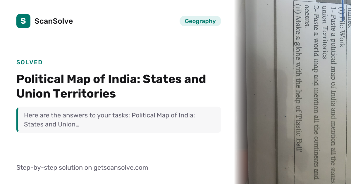 Solved: Political Map of India: States and… | Geography | ScanSolve