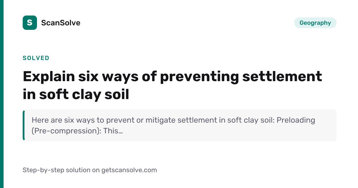 Solved: Explain six ways of preventing set… | Geography | ScanSolve