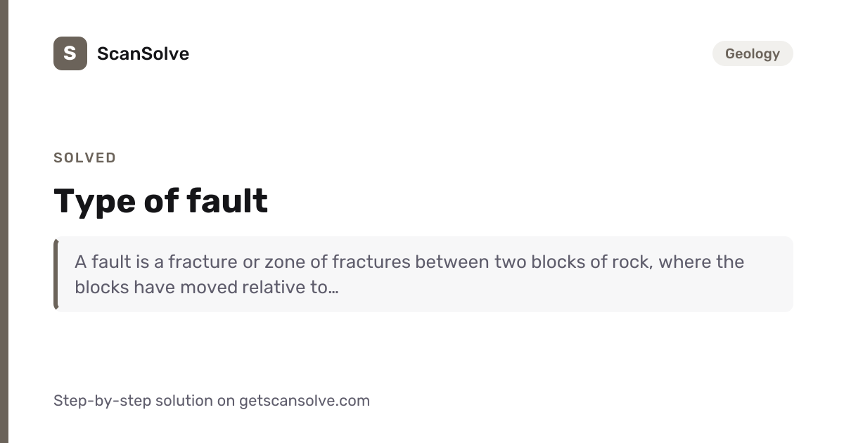 Solved: Type of fault | Geology | ScanSolve