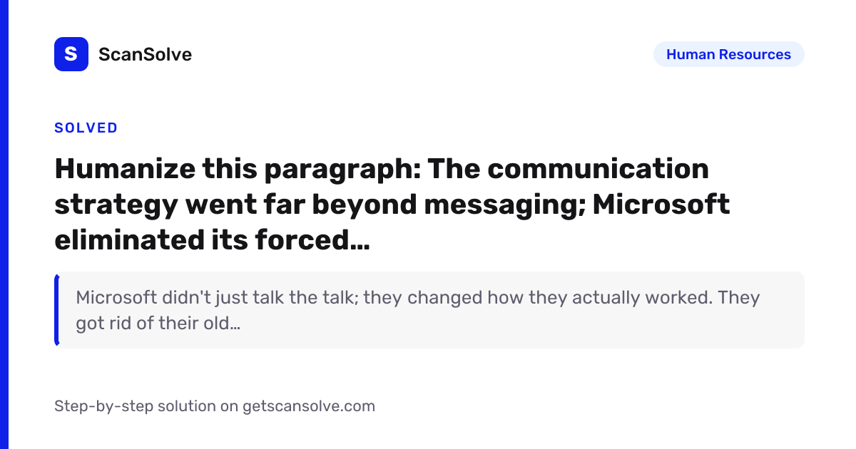 Solved: Humanize this paragraph: The communication strategy… | ScanSolve
