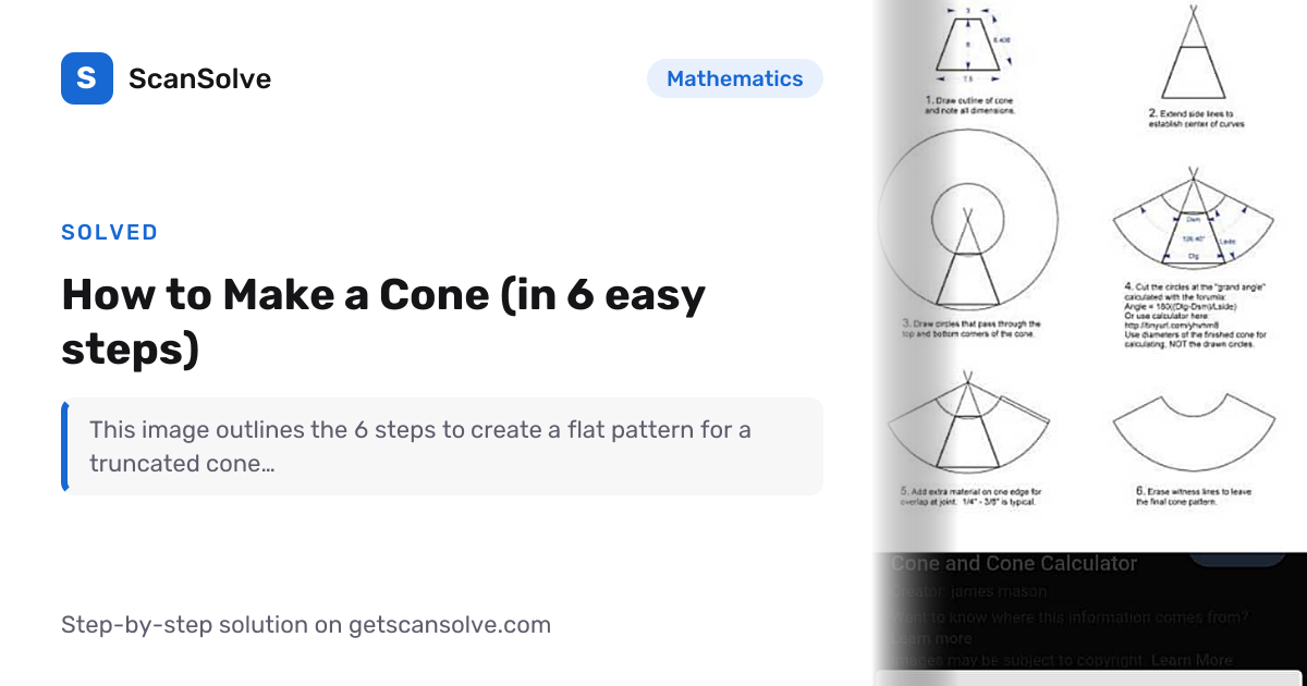 Solved: How to Make a Cone (in 6 easy st… | Mathematics | ScanSolve