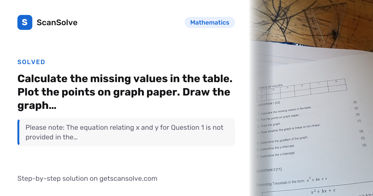 Solved: Calculate the missing values in… | Mathematics | ScanSolve