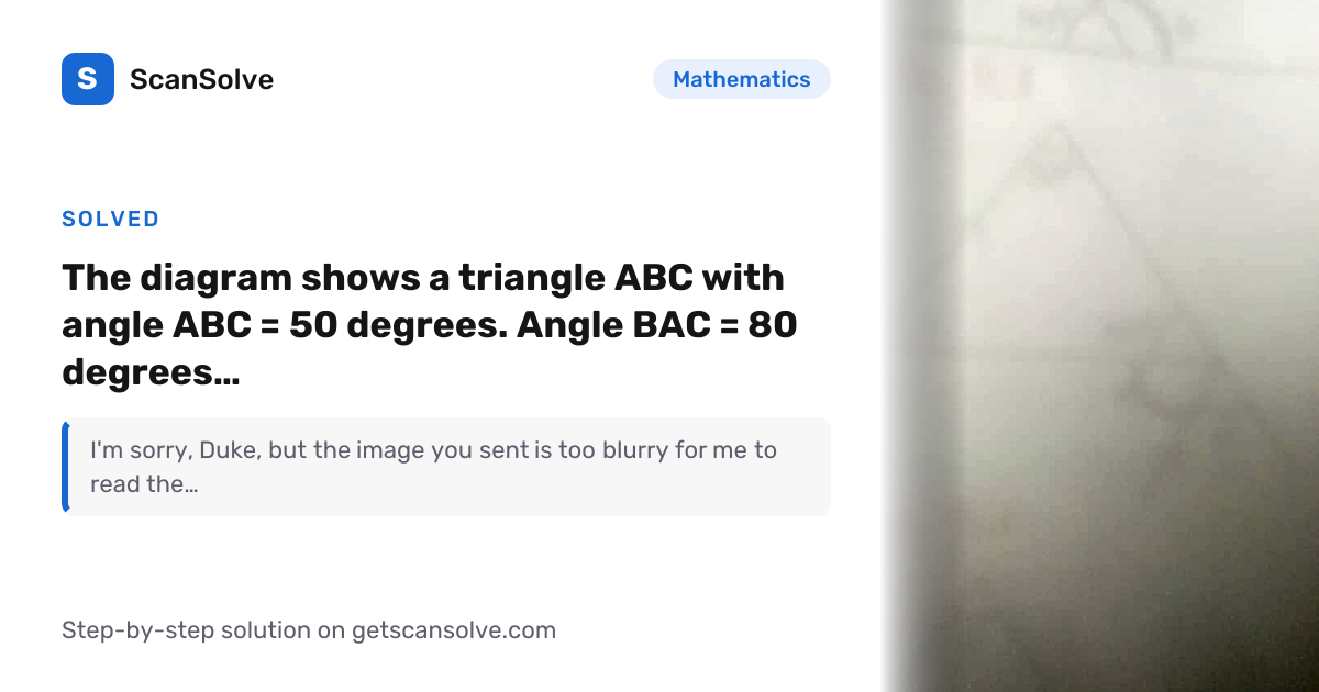 Solved: The diagram shows a triangle ABC… | Mathematics | ScanSolve