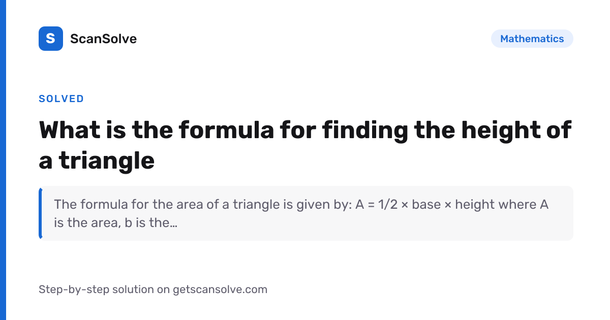 Solved: What is the formula for finding… | Mathematics | ScanSolve