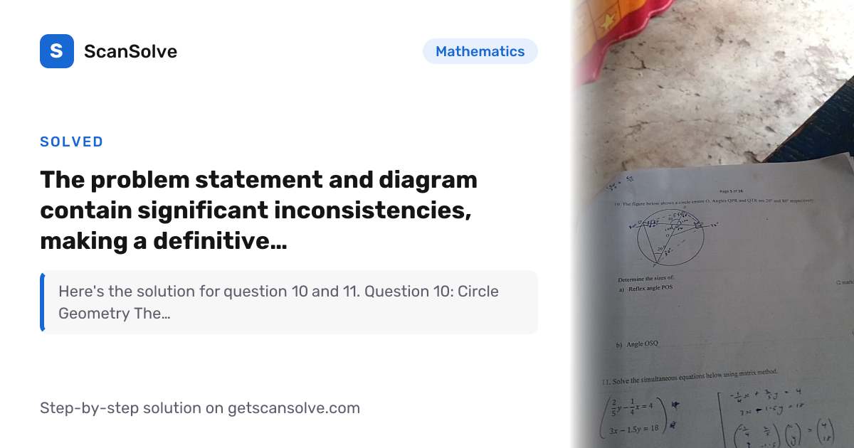 Solved: The problem statement and diagra… | Mathematics | ScanSolve