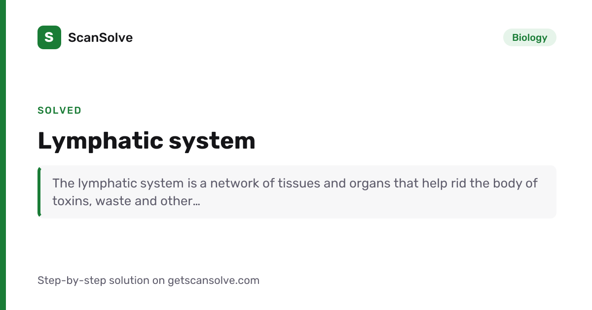 Biology: Lymphatic system — Step-by-Step Solution | ScanSolve