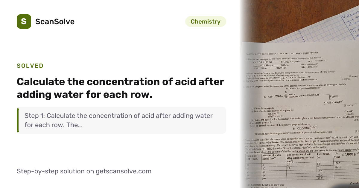 Solved: Calculate the concentration of aci… | Chemistry | ScanSolve