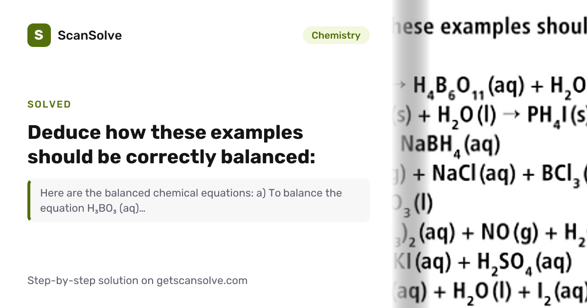Solved: Deduce how these examples should b… | Chemistry | ScanSolve