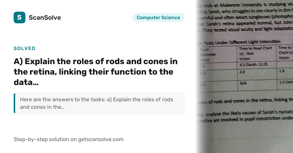 Solved: a) Explain the roles of rod… | Computer Science | ScanSolve
