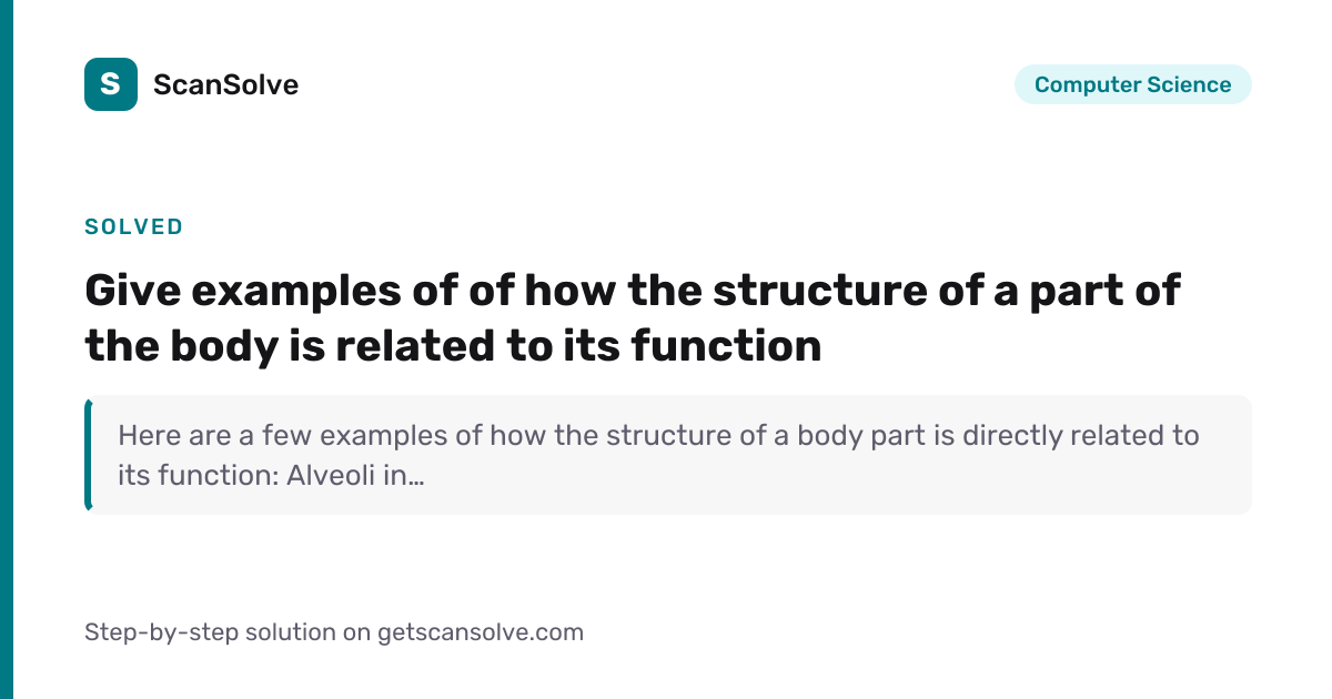 Computer Science: Give examples of of how the structure of a part of ...