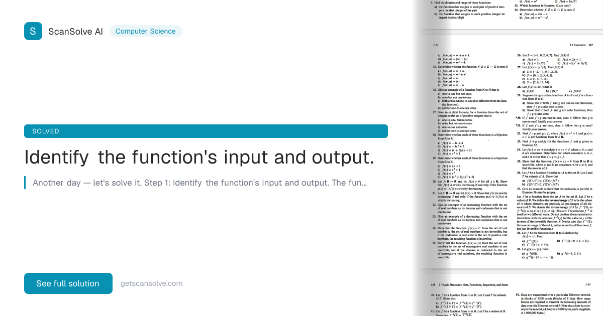 Solved: Identify the function's inp… | Computer Science | ScanSolve