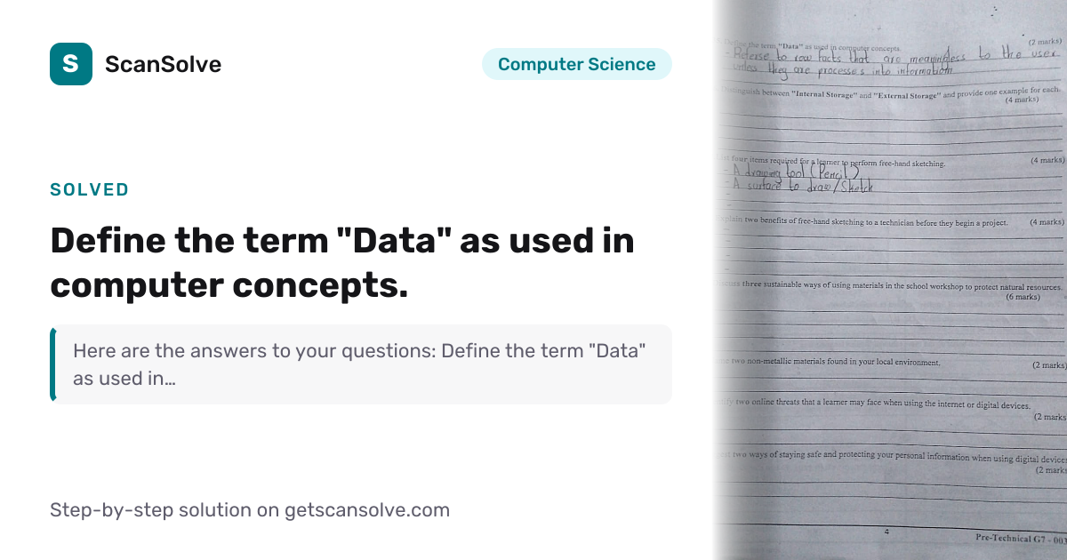 Solved: Define the term 