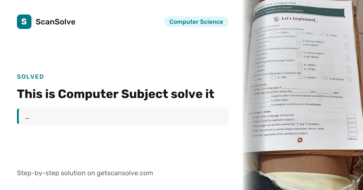 Solved: This is Computer Subject so… | Computer Science | ScanSolve