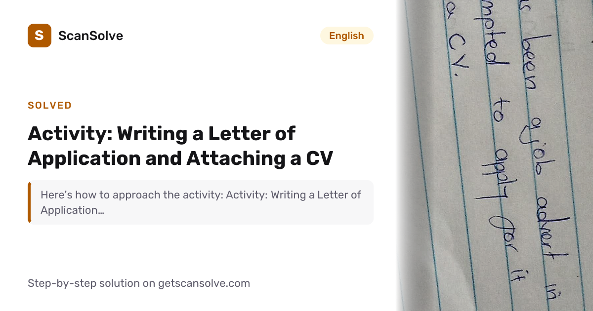 Solved: Activity: Writing a Letter of Applic… | English | ScanSolve