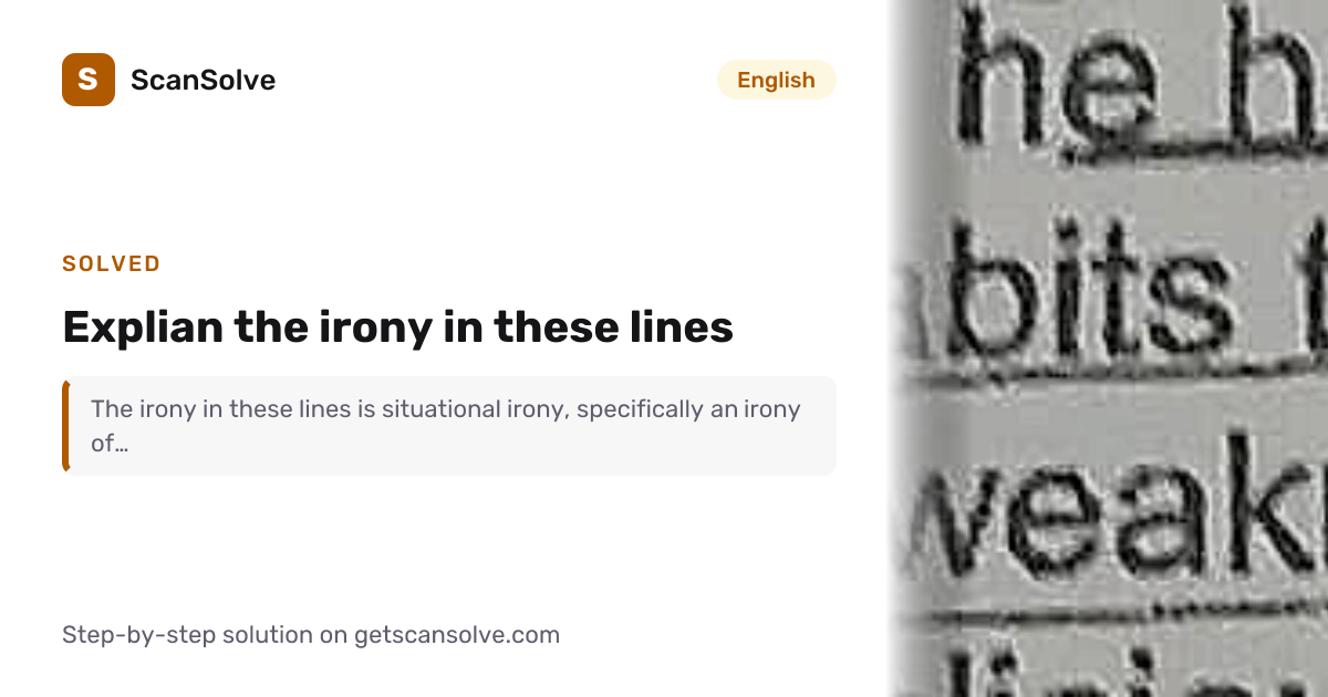 Solved: Explian the irony in these lines | English | ScanSolve