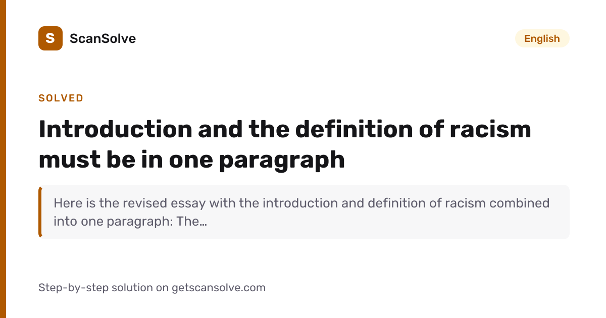 Solved: Introduction and the definition of r… | English | ScanSolve
