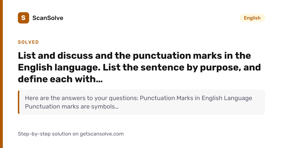 Solved: List and discuss and the punctuation… | English | ScanSolve