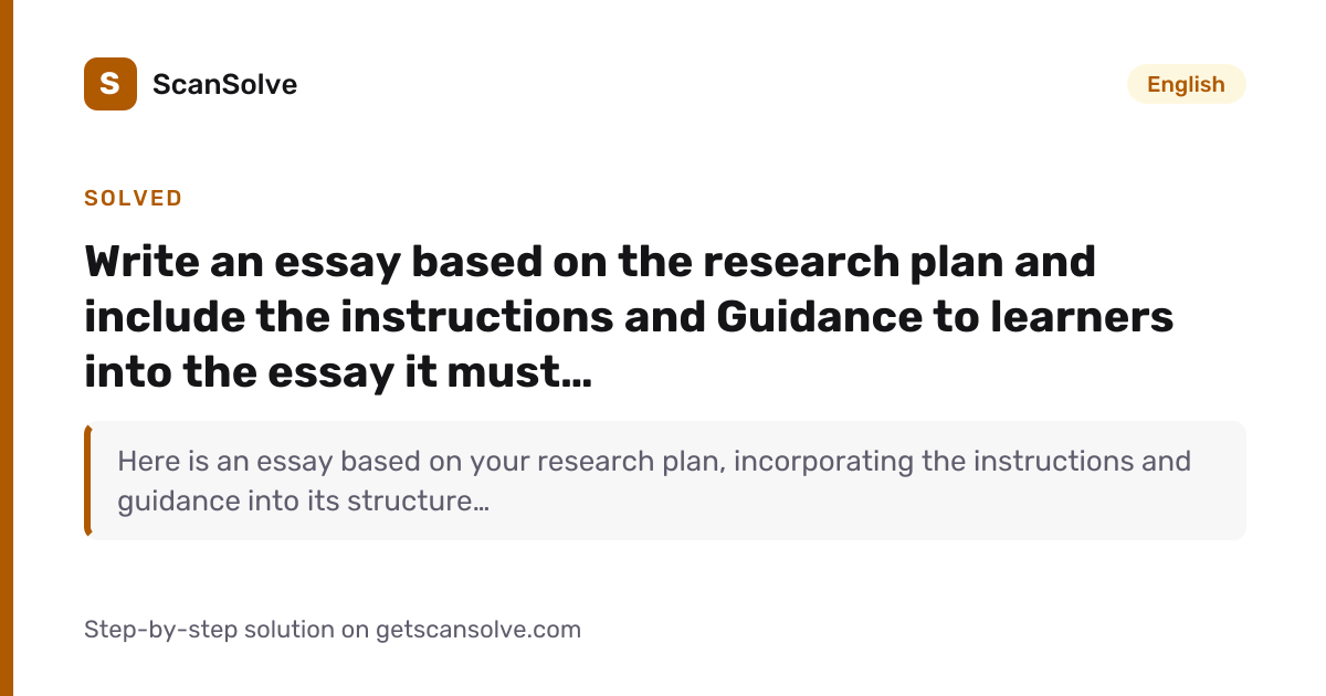 Solved: Write an essay based on the research… | English | ScanSolve