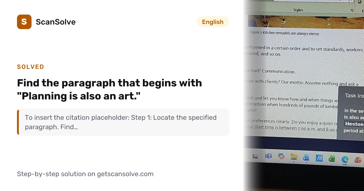 Solved: Find the paragraph that begins with… | English | ScanSolve