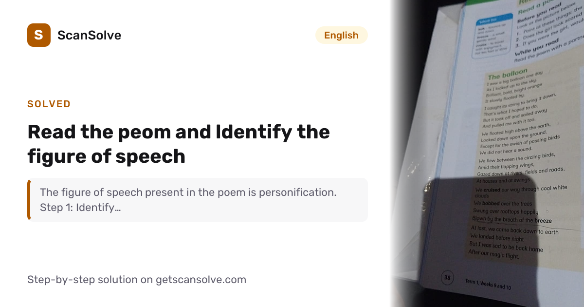 English: Read the peom and ldentify the figure of speech — Step-by-Step ...