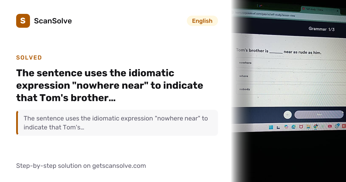 Solved: The sentence uses the idiomatic expr… | English | ScanSolve